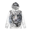 Watercolor White Bengal Tiger Print Pullover Hoodie
