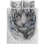 Watercolor White Bengal Tiger Print Quilt Bed Set