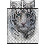 Watercolor White Bengal Tiger Print Quilt Bed Set