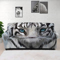 Watercolor White Bengal Tiger Print Sofa Cover