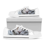 Watercolor White Bengal Tiger Print White Low Top Shoes