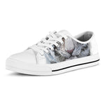 Watercolor White Bengal Tiger Print White Low Top Shoes
