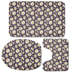 Watercolor White Daisy Pattern Print 3 Piece Bath Mat Set