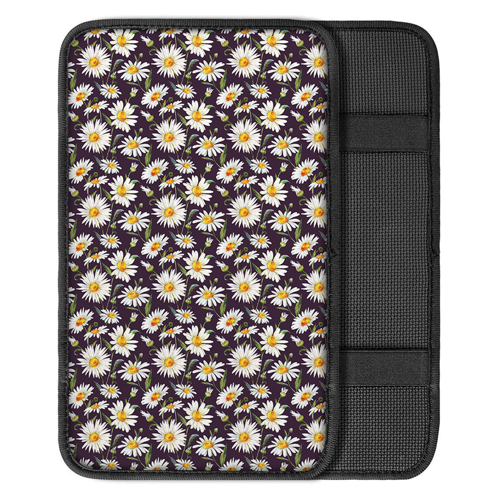 Watercolor White Daisy Pattern Print Car Center Console Cover
