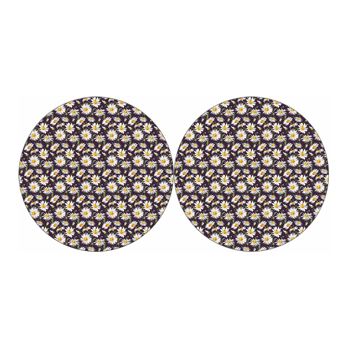 Watercolor White Daisy Pattern Print Car Coasters