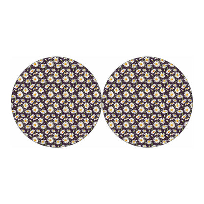 Watercolor White Daisy Pattern Print Car Coasters