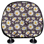 Watercolor White Daisy Pattern Print Car Headrest Covers