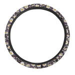 Watercolor White Daisy Pattern Print Car Steering Wheel Cover
