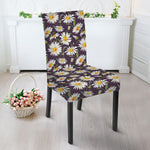 Watercolor White Daisy Pattern Print Dining Chair Slipcover