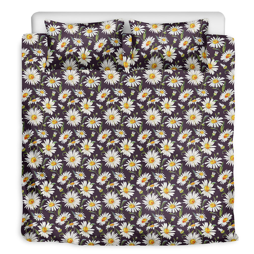 Watercolor White Daisy Pattern Print Duvet Cover Bedding Set