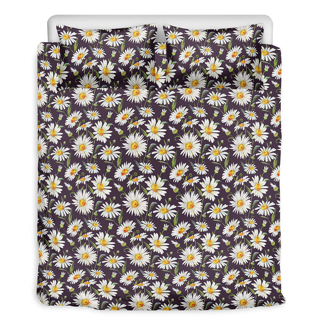 Watercolor White Daisy Pattern Print Duvet Cover Bedding Set