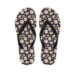 Watercolor White Daisy Pattern Print Flip Flops