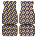 Watercolor White Daisy Pattern Print Front and Back Car Floor Mats