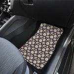 Watercolor White Daisy Pattern Print Front and Back Car Floor Mats