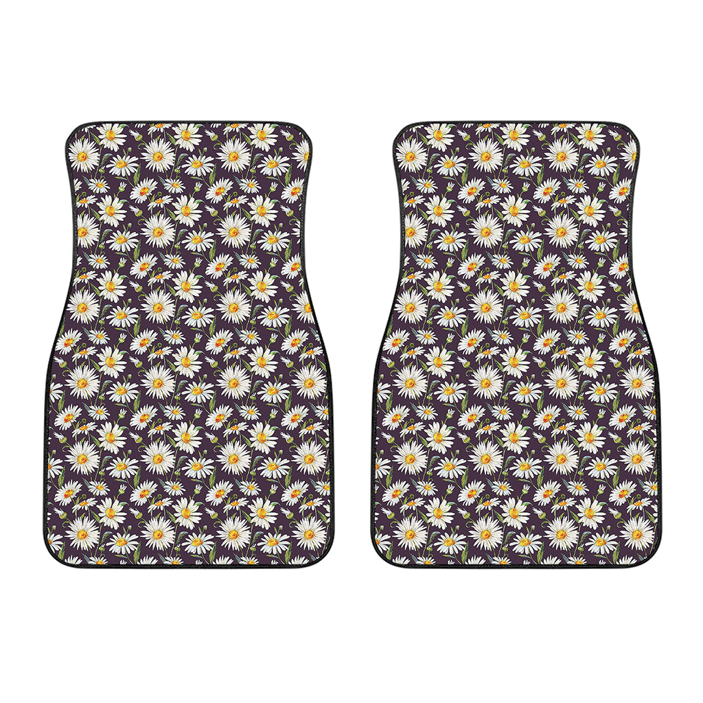 Watercolor White Daisy Pattern Print Front Car Floor Mats