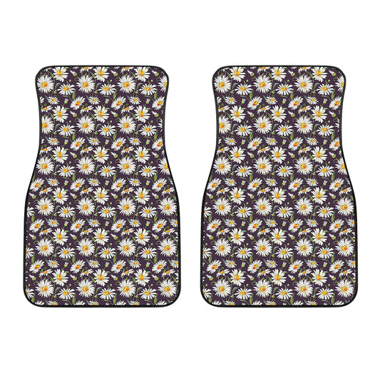 Watercolor White Daisy Pattern Print Front Car Floor Mats