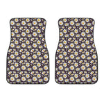 Watercolor White Daisy Pattern Print Front Car Floor Mats