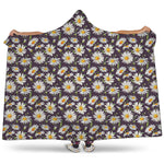 Watercolor White Daisy Pattern Print Hooded Blanket