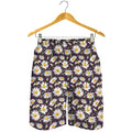 Watercolor White Daisy Pattern Print Men's Shorts