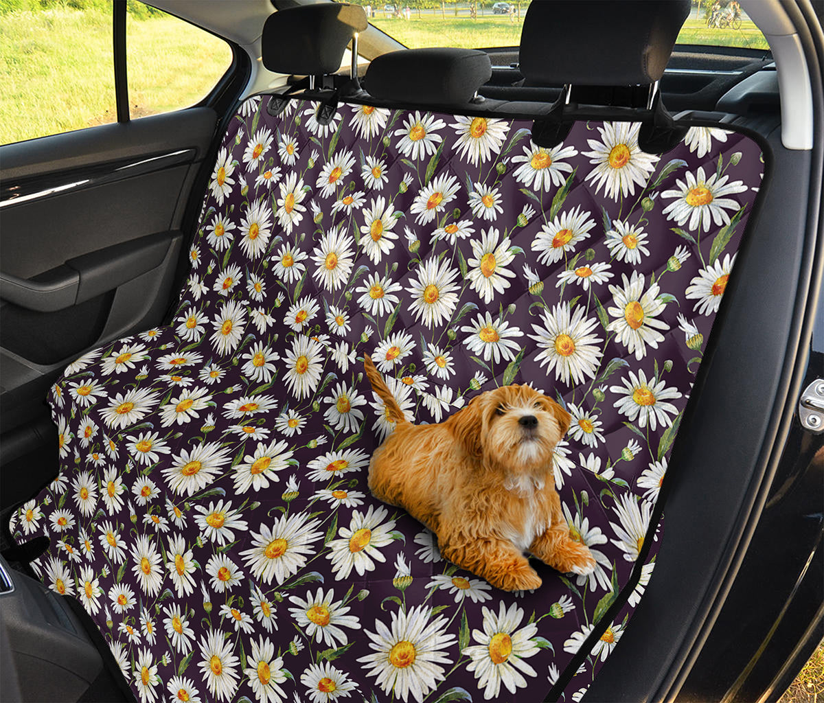 Watercolor White Daisy Pattern Print Pet Car Back Seat Cover