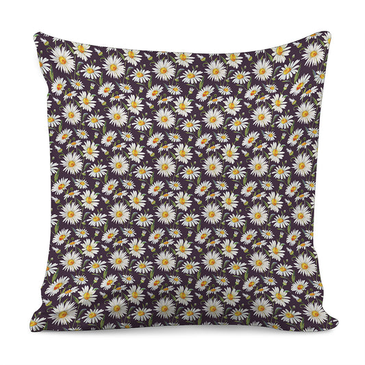 Watercolor White Daisy Pattern Print Pillow Cover
