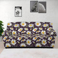 Watercolor White Daisy Pattern Print Sofa Cover