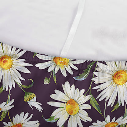 Watercolor White Daisy Pattern Print Sofa Cover