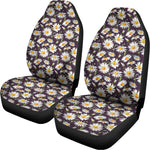Watercolor White Daisy Pattern Print Universal Fit Car Seat Covers