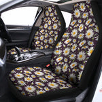 Watercolor White Daisy Pattern Print Universal Fit Car Seat Covers