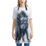 Watercolor Wolf Portrait Print Apron