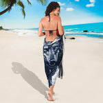 Watercolor Wolf Portrait Print Beach Sarong Wrap