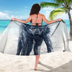 Watercolor Wolf Portrait Print Beach Sarong Wrap
