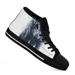 Watercolor Wolf Portrait Print Black High Top Shoes