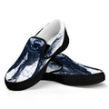 Watercolor Wolf Portrait Print Black Slip On Sneakers