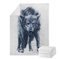 Watercolor Wolf Portrait Print Blanket