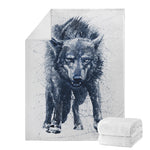 Watercolor Wolf Portrait Print Blanket