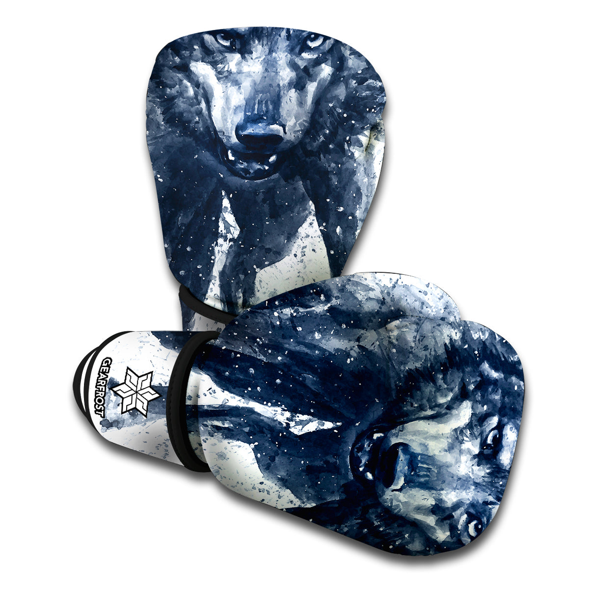 Watercolor Wolf Portrait Print Boxing Gloves