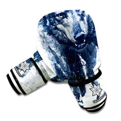 Watercolor Wolf Portrait Print Boxing Gloves