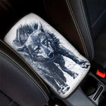 Watercolor Wolf Portrait Print Car Center Console Cover