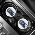Watercolor Wolf Portrait Print Car Coasters