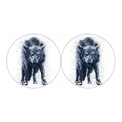 Watercolor Wolf Portrait Print Car Coasters