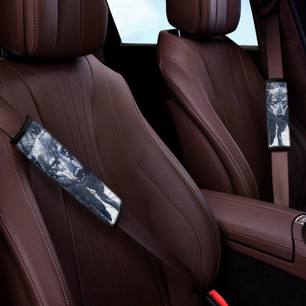 Watercolor Wolf Portrait Print Car Seat Belt Covers
