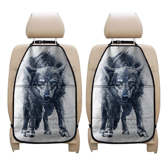 Watercolor Wolf Portrait Print Car Seat Organizers