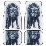 Watercolor Wolf Portrait Print Front and Back Car Floor Mats