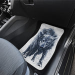 Watercolor Wolf Portrait Print Front and Back Car Floor Mats