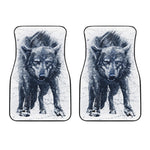 Watercolor Wolf Portrait Print Front Car Floor Mats