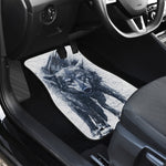 Watercolor Wolf Portrait Print Front Car Floor Mats
