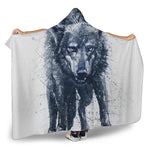 Watercolor Wolf Portrait Print Hooded Blanket