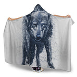 Watercolor Wolf Portrait Print Hooded Blanket
