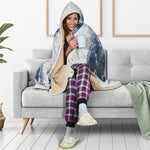 Watercolor Wolf Portrait Print Hooded Blanket